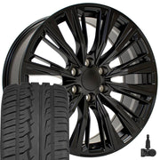 Set(4) 22x9 CA93 Satin Black - 6x139.7 +28ET with 285/45r22 Ironman iMove GEN 2 SUV Tires &amp; TPMS