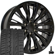 Set(4) 22x9 CA93 Satin Black - 6x139.7 +28ET with 285/45r22 Ironman iMove GEN 2 SUV Tires &amp; TPMS