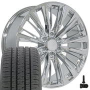 Set(4) 22x9 CA93 Chrome - 6x139.7 +28ET with 285/45r22 Bridgestone Dueler Alenza HL Tires &amp; TPMS