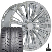 Set(4) 22x9 CA93 Chrome - 6x139.7 +28ET with 285/45r22 Goodyear Eagle Sport Tires &amp; TPMS