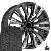 Set(4) 24x10 CA93 Gloss Gunmetal with Polished Face - 6x139.7 +28ET with 295/35r24 Ironman iMove GEN 2 Tires &amp; TPMS