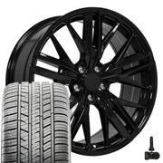 Set(4) 20x8.5 &amp; 20x9.5 CV25 Gloss Black - 5x120 +25ET with 245/45r20 &amp; 275/40r20 Sailun Atrezzo SVA2 Tires &amp; TPMS