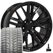Set(4) 20x8.5 &amp; 20x9.5 CV25 Gloss Black - 5x120 +35ET with 245/45r20 &amp; 275/40r20 Sailun Atrezzo SVA2 Tires &amp; TPMS
