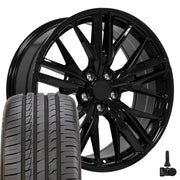 Set(4) 20x8.5 CV25 Gloss Black - 5x120 +25ET with 245/45r20 Ironman iMove GEN 2 Tires &amp; TPMS