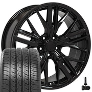 20" Replica Wheels fit Chevrolet Camaro - CV25 Gloss Black 20x8.5, Ironman Tires &amp; TPMS Set