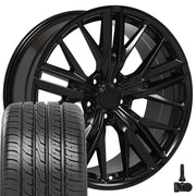 20" Replica Wheels fit Chevrolet Camaro - CV25 Satin Black 20x8.5, Ironman Tires &amp; TPMS Set