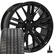 Set(4) 20x8.5 CV25 Gloss Black - 5x120 +35ET with 245/45r20 Ironman iMove GEN 2 Tires &amp; TPMS