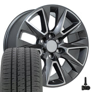 Set(4) 20x9 CV26 Gloss Gunmetal Machined - 6x139.7 +28ET with 275/55r20 Bridgestone Dueler Alenza HL Plus Tires &amp; TPMS