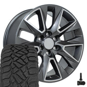 Set(4) 20x9 CV26 Gloss Gunmetal Machined - 6x139.7 +28ET with 275/55r20 Sailun TerraMax RT Tires &amp; TPMS