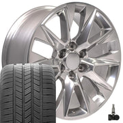 Set(4) 20x9 CV26 Polished - 6x139.7 +28ET with 275/55r20 Goodyear Eagle LS2 Tires &amp; TPMS