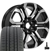 Set(4) 20x9 CV28 Gloss Black Machined - 6x139.7 +28ET with 275/55r20 Bridgestone Dueler Alenza HL Plus Tires &amp; TPMS