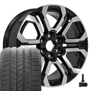 Set(4) 20x9 CV28 Gloss Black Machined - 6x139.7 +28ET with 275/55r20 Goodyear Eagle LS2 Tires &amp; TPMS