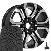 Set(4) 20x9 CV28 Gloss Black Machined - 6x139.7 +28ET with 275/55r20 Sailun TerraMax RT Tires &amp; TPMS