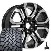 Set(4) 20x9 CV28 Gloss Black Machined - 6x139.7 +28ET with 275/55r20 TBB TS-37 AT Tires &amp; TPMS