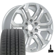 Set(4) 20x9 CV28 Gloss Silver - 6x139.7 +28ET with 275/55r20 Bridgestone Dueler Alenza HL Plus Tires &amp; TPMS
