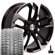 Set(4) 20x8.5 CV29 Gloss Black Machined - 5x120 +25ET with 245/45r20 Sailun Atrezzo SVA2 Tires &amp; TPMS