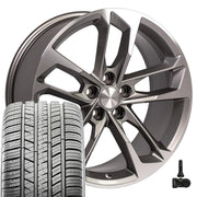 Set(4) 20x8.5 CV29 Gloss Gunmetal Machined - 5x120 +25ET with 245/45r20 Sailun Atrezzo SVA2 Tires &amp; TPMS