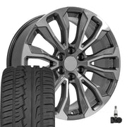 Set(4) 22x9 CV30 Gloss Gunmetal Machined - 6x139.7 +28ET with 285/45r22 Ironman iMove GEN 2 SUV Tires &amp; TPMS