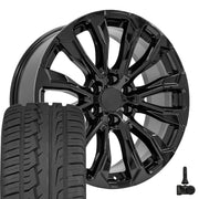 Set(4) 22x9 CV30B Gloss Black - 6x139.7 +28ET with 285/45r22 Ironman iMove GEN 2 SUV Tires &amp; TPMS