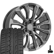 Set(4) 22x9 CV30B Gloss Gunmetal Machined - 6x139.7 +28ET with 285/45r22 Ironman iMove GEN 2 SUV Tires &amp; TPMS