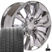 Set(4) 20x9 CV32 Chrome - 6x139.7 +28ET with 275/55r20 Goodyear Eagle LS2 Tires &amp; TPMS