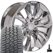 20" Replica Wheels fit Chevrolet Silverado 1500 - CV32 Chrome 20x9, Sailun Tires &amp; TPMS Set