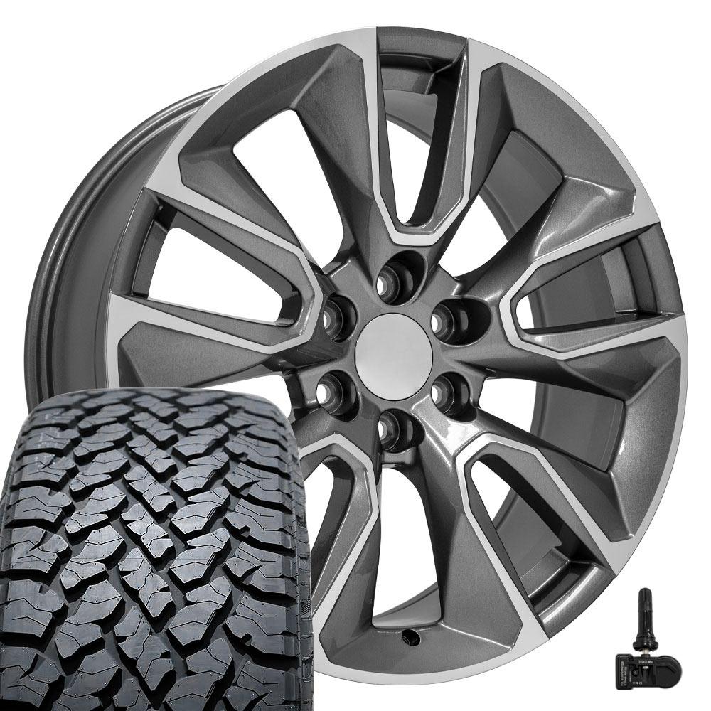 CV32 22x9 Gunmetal Silverado 1500 Replica Wheel Tire TPMS Set TBB – OE ...