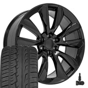 OE Wheels CV32 24x10 6x139.7 Gloss Black Wheels 295-35-24 Ironman iMove GEN 2 Tires TPMS SET