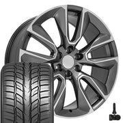 Set(4) 24x10 CV32 Gloss Gunmetal Machined - 6x139.7 +28ET with 295/35r24 Sailun Atrezzo SVR LX+ Tires &amp; TPMS