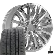 Set(4) 22x9 CV33 Chrome - 6x139.7 +28ET with 285/45r22 Bridgestone Dueler Alenza HL Tires &amp; TPMS
