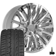 OE Wheels CV33 22x9 6x139.7 Chrome Wheels 285-45-22 Ironman iMove GEN 2 SUV Tires TPMS SET