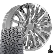 22" Replica Wheels fit GMC Sierra 1500 - CV33 Chrome 22x9, Sailun Tires &amp; TPMS Set