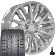 Set(4) 22x9 CV33 Polished - 6x139.7 +28ET with 285/45r22 Goodyear Eagle Sport Tires &amp; TPMS