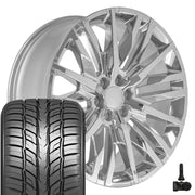 Set(4) 24x10 CV33 Chrome - 6x139.7 +28ET with 295/35r24 Sailun Atrezzo SVR LX+ Tires &amp; TPMS