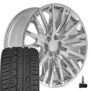 OE Wheels CV33 24x10 6x139.7 Chrome Wheels 305-35-24 Ironman iMove GEN 2 Tires TPMS SET