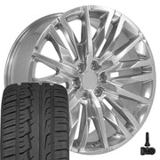 24" Replica Wheels fit GMC Sierra 1500 - CV33 Polished 24x10, Ironman Tires &amp; TPMS Set