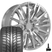 Set(4) 24x10 CV33 Polished - 6x139.7 +31ET with 295/35r24 Sailun Atrezzo SVR LX+ Tires &amp; TPMS