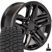 Set(4) 18x8.5 CV34B Gloss Black - 6x139.7 +26ET with 275/65r18 Ironman All Country AT-X Tires &amp; TPMS