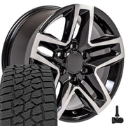 Set(4) 18x8.5 CV34B Gloss Black Machined - 6x139.7 +26ET with 275/65r18 Ironman All Country AT-X Tires &amp; TPMS