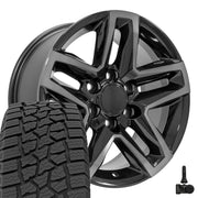 Set(4) 18x8.5 CV34B Gloss Black Machined with Tinted Clear - 6x139.7 +26ET with 275/65r18 Ironman All Country AT-X Tires &amp; TPMS