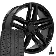 OE Wheels CV34 22x9 6x139.7 Gloss Black Wheels 285-45-22 Ironman iMove GEN 2 SUV Tires TPMS SET