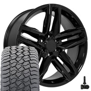 22" Replica Wheels fit Chevrolet Silverado 1500 - CV34B Gloss Black 22x9, Sailun Tires &amp; TPMS Set