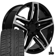 OE Wheels CV34 22x9 6x139.7 Gloss Black Machined Wheels 285-45-22 Ironman iMove GEN 2 SUV Tires TPMS SET