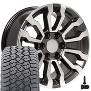 18" Replica Wheels fit GMC Sierra 1500 - CV35 Gloss Gunmetal Machined 18x8.5, Sailun Tires &amp; TPMS Set