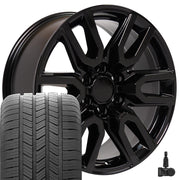 Set(4) 20x9 CV36 Gloss Black - 6x139.7 +28ET with 275/55r20 Goodyear Eagle LS2 Tires &amp; TPMS