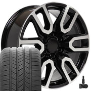 Set(4) 20x9 CV36 Gloss Black Machined - 6x139.7 +28ET with 275/55r20 Goodyear Eagle LS2 Tires &amp; TPMS
