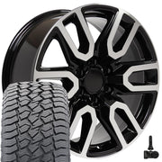 20" Replica Wheels fit GMC Sierra 1500 - CV36 Gloss Black Machined 20x9, Sailun Tires &amp; TPMS Set