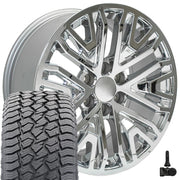20" Replica Wheels fit GMC Sierra 1500 - CV37 Chrome 20x9, Sailun Tires &amp; TPMS Set