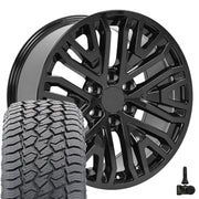 20" Replica Wheels fit GMC Sierra 1500 - CV37 Gloss Black 20x9, Sailun Tires &amp; TPMS Set