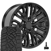 OE Wheels CV37 20x9 6x139.7 Gloss Black Wheels 275-55-20 Sailun TerraMax RT Tires TPMS SET